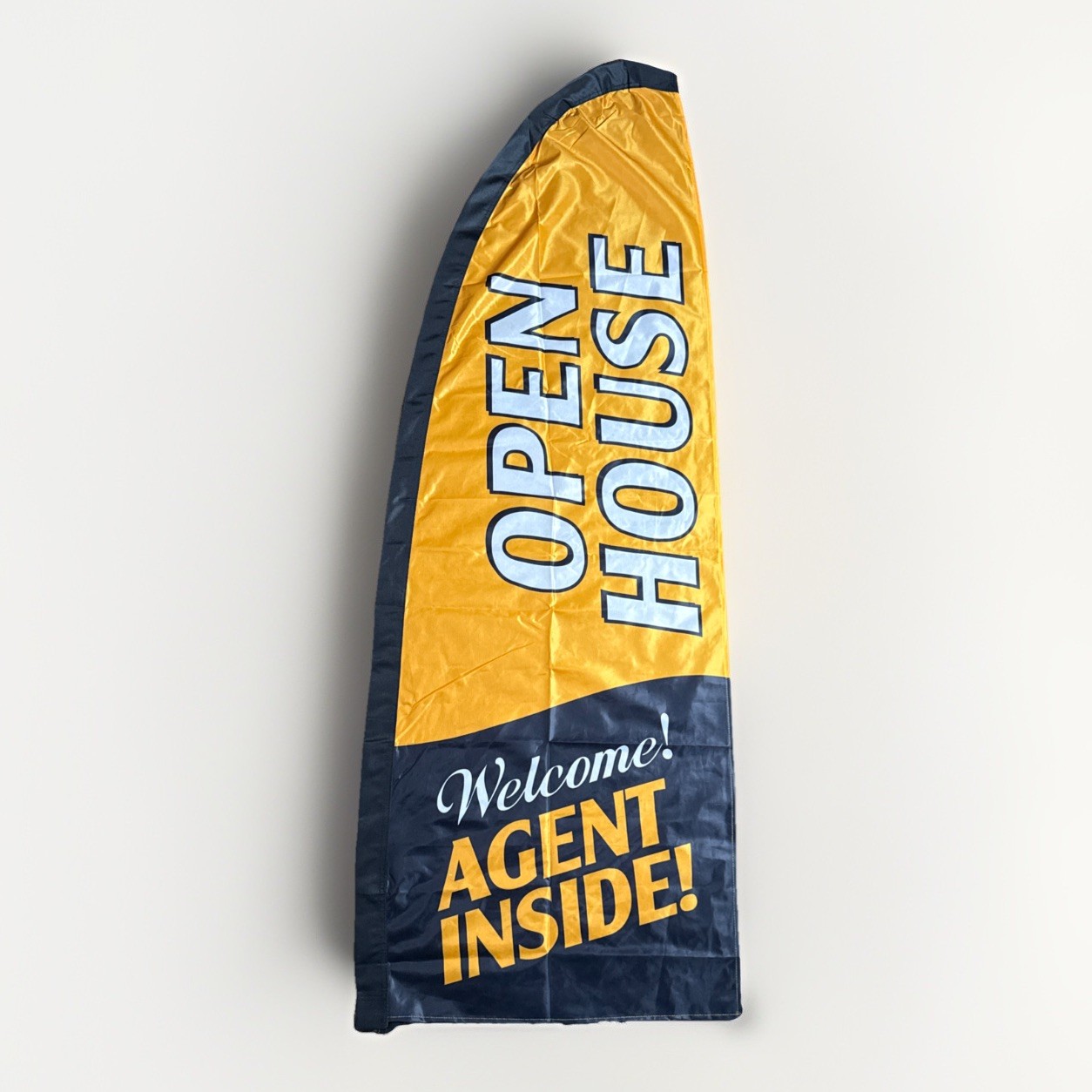 30″x78″ Swooper Bow Flag OPEN HOUSE Welcome Agent Inside Blk/Yellow Banner Only