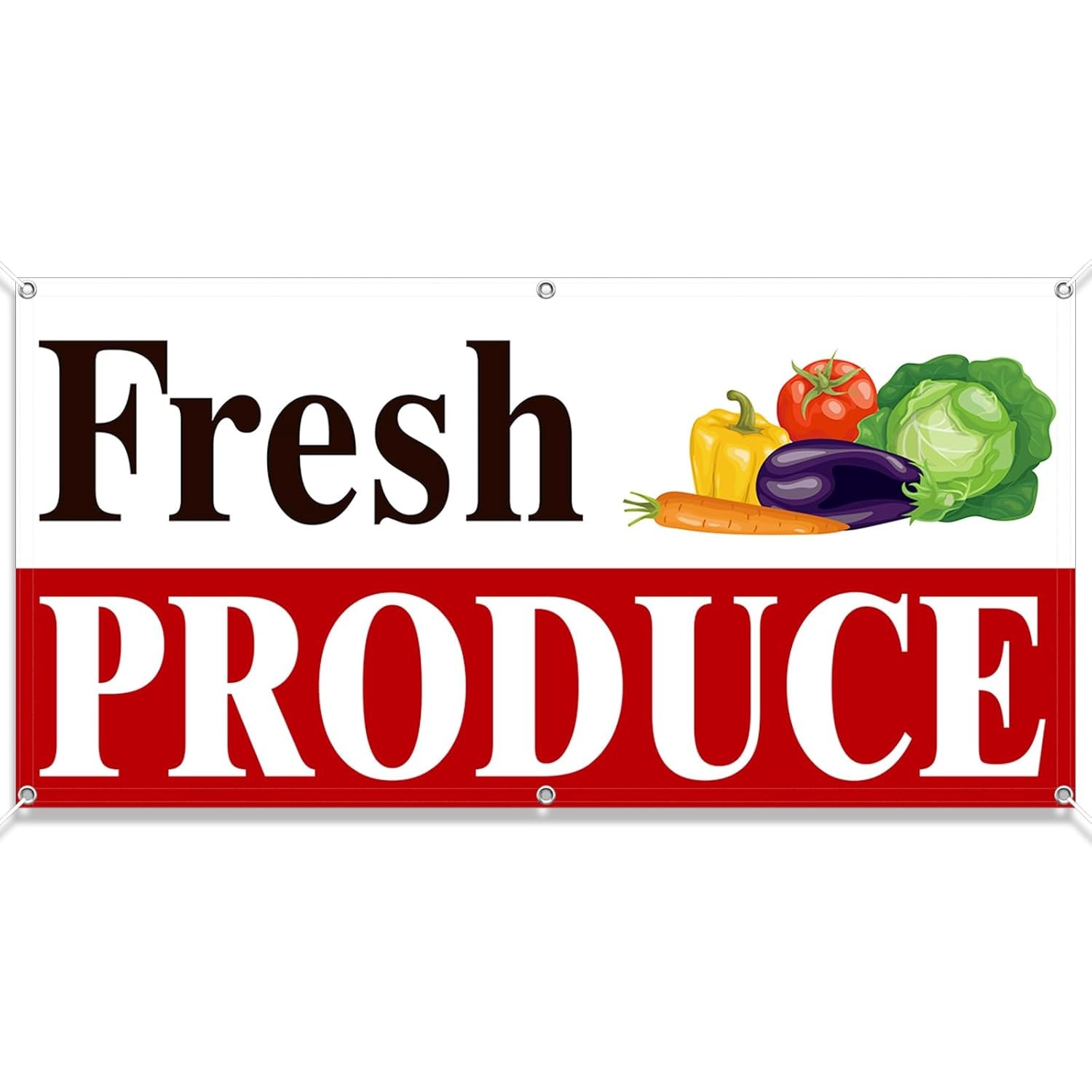 2×4 Feet Fresh Produce Banner Sign Fabric Polyester with Grommets Fresh Produce
