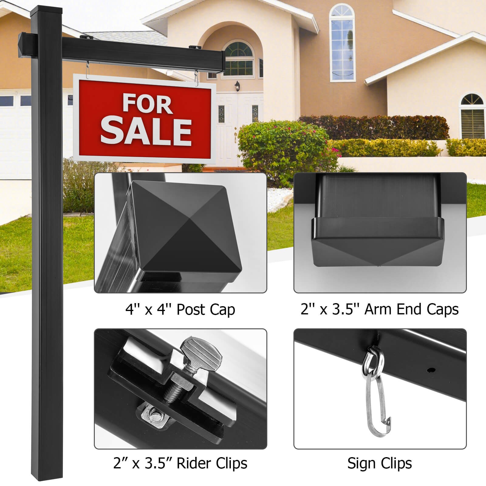 6FT UPVC Realtor Yard Sign Post w/ Steel Stake for Garage Sale Rent Open House
