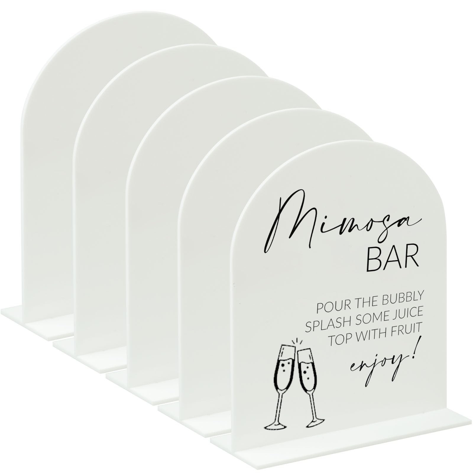 5 PCS 8×10 Inch White Arch Acrylic Sign With Stand Blank DIY Table Numbers