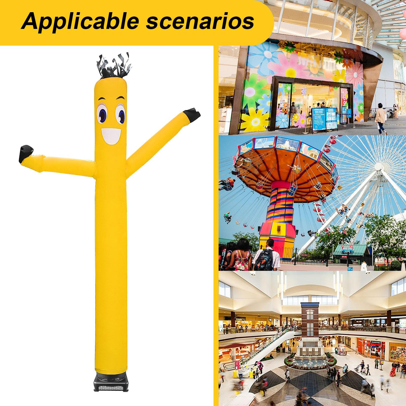 20′ Inflatable Dancer Tube Dancing Guy + Blower Fan – Yellow