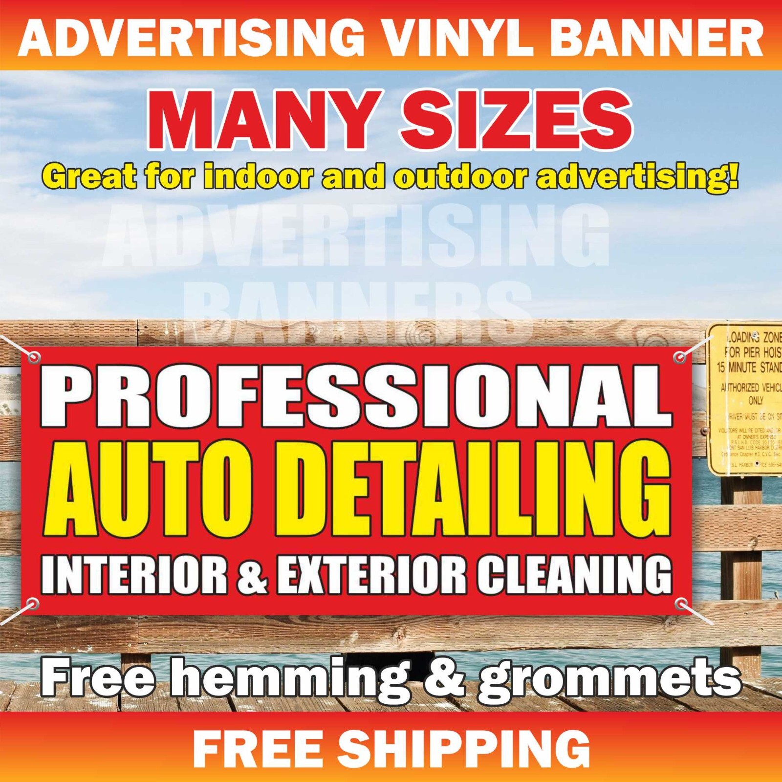 PROFESSIONAL AUTO DETAILING Banner Vinyl Sign INTERIOR EXTERIOR CLEANING Service