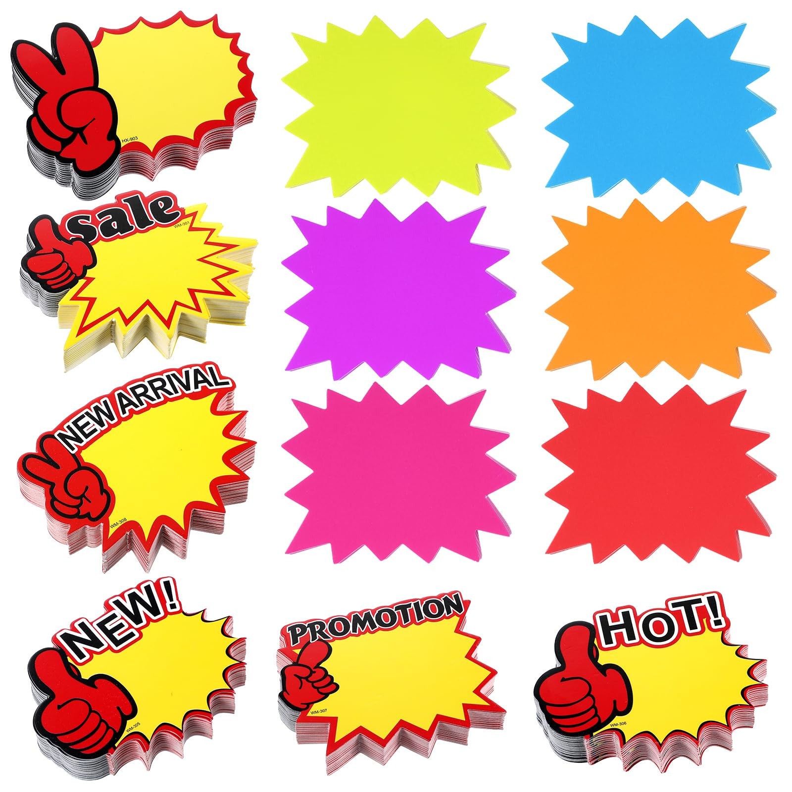Starburst Sale Signs Retail Store Price Cards Fluorescent Tags 1200 PCS