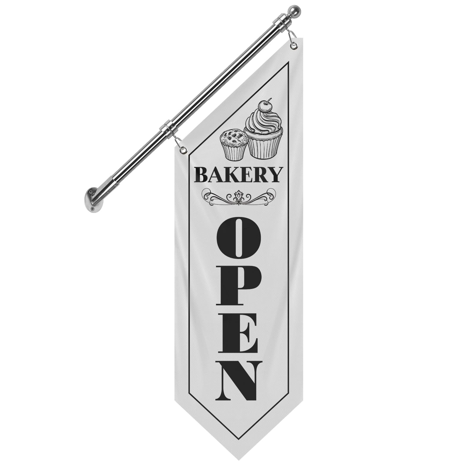 Bakery Open Flag, Double-Sided Three-ply Thickened Polyester Flag with Flagpo…