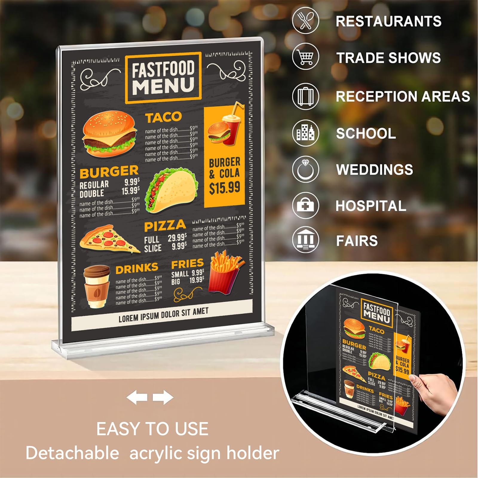 Daofary Acrylic Sign Holder 8.5 x 11 Inches 10 Pack, Double-Sided Stand Clear