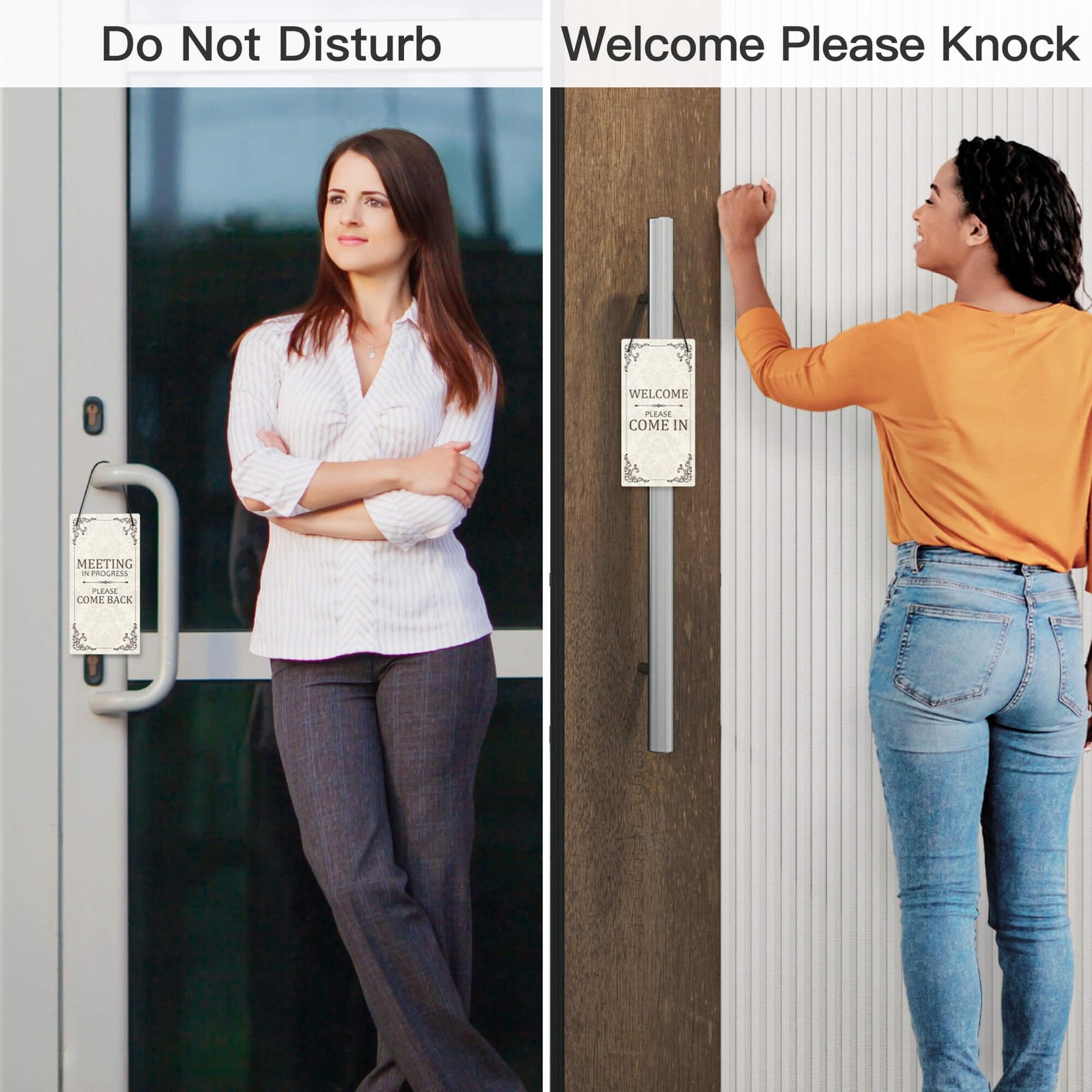 Do Not Disturb Door Hanger Sign, Meeting in Progress Door Sign Please Come Ba…