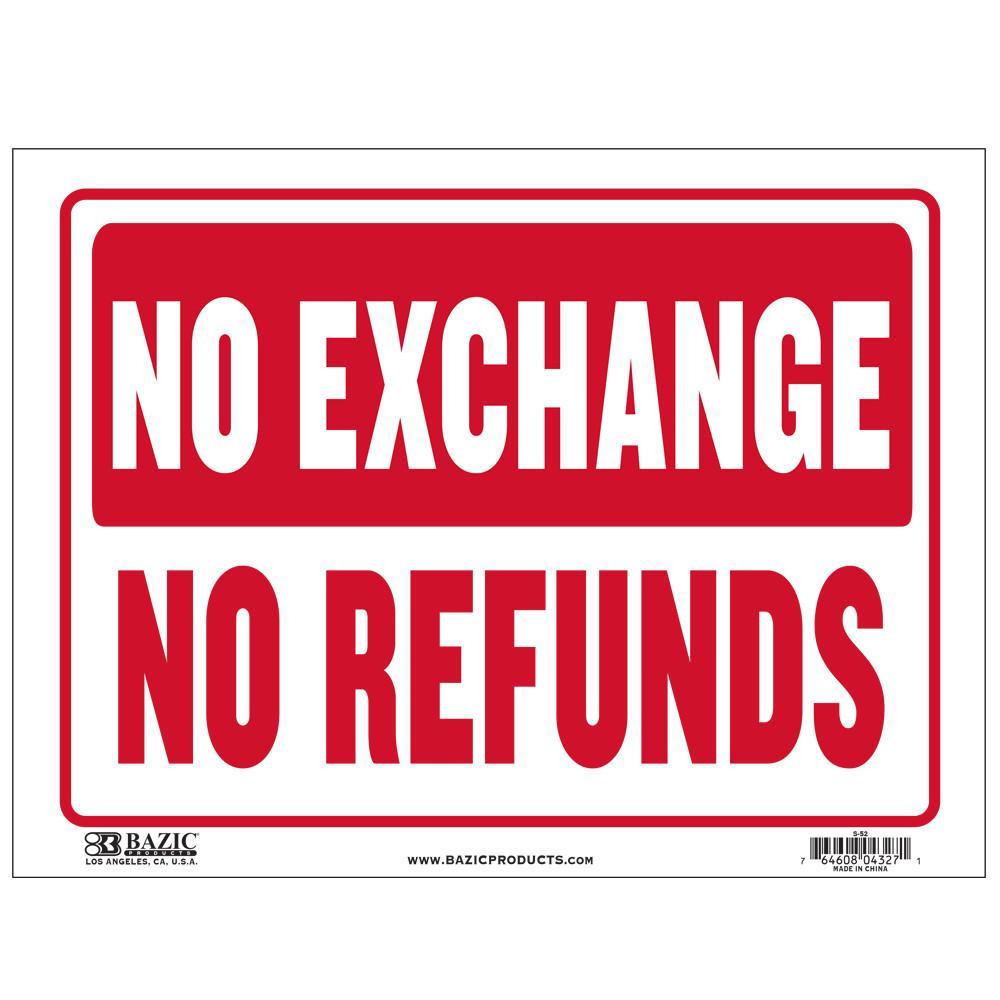 2 Pack – No Exchange No Refunds Sign, 9″ X 12″, Durable Plastic, Weatherproof