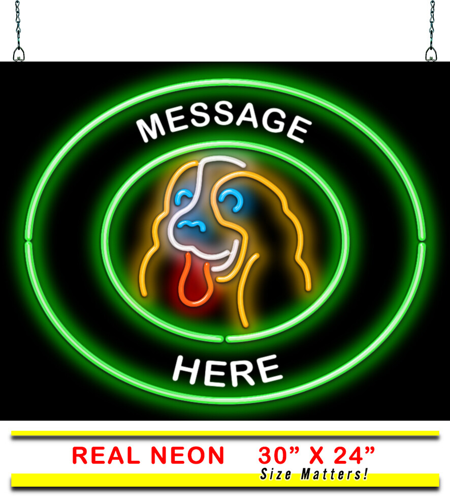 Custom Message Puppy Circular Neon Sign Window or Wall Use Easy Installation