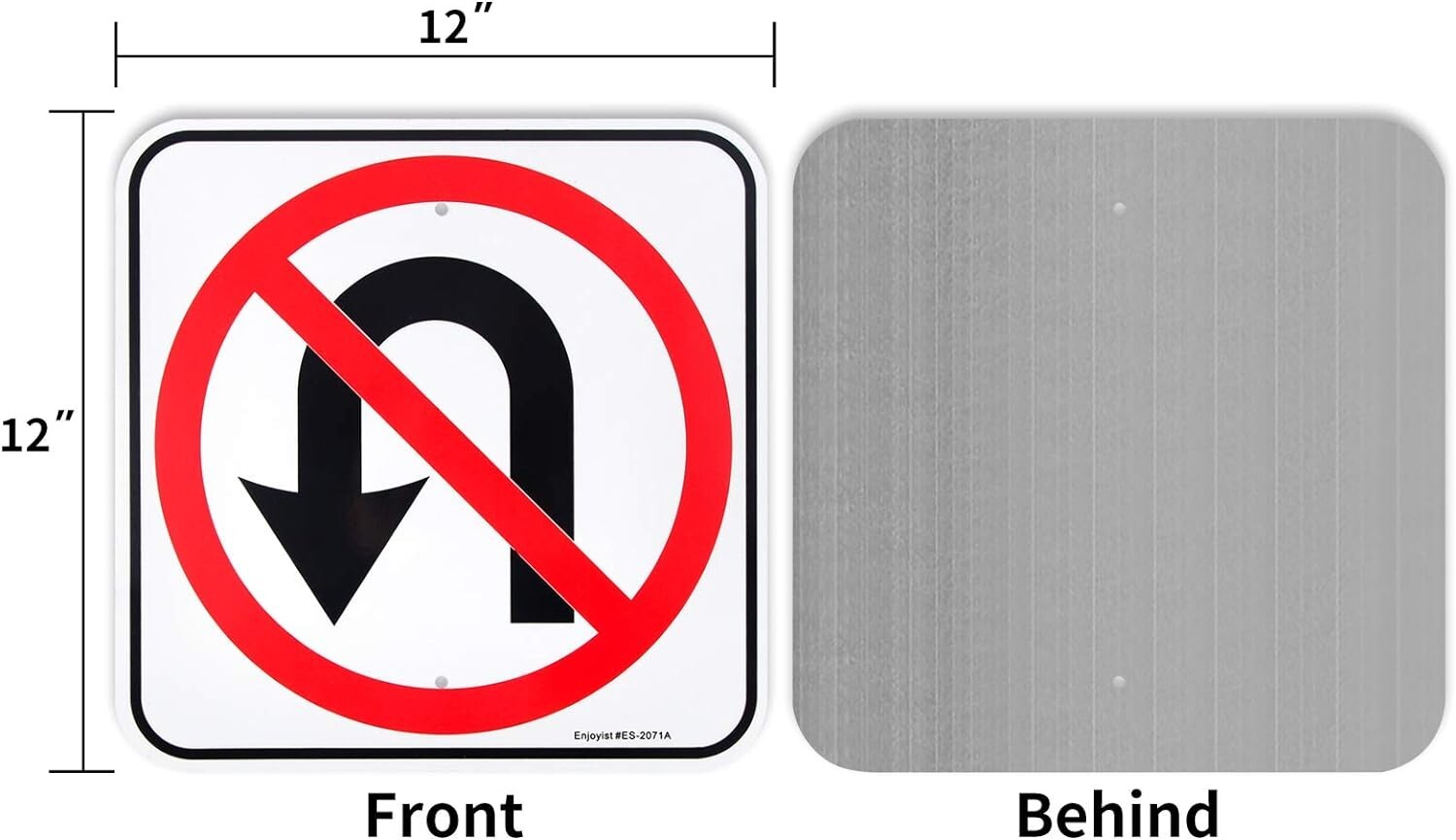 No U-Turn Symbol Sign, No Turn Around – 12″x 12″ – .040 Aluminum Reflective