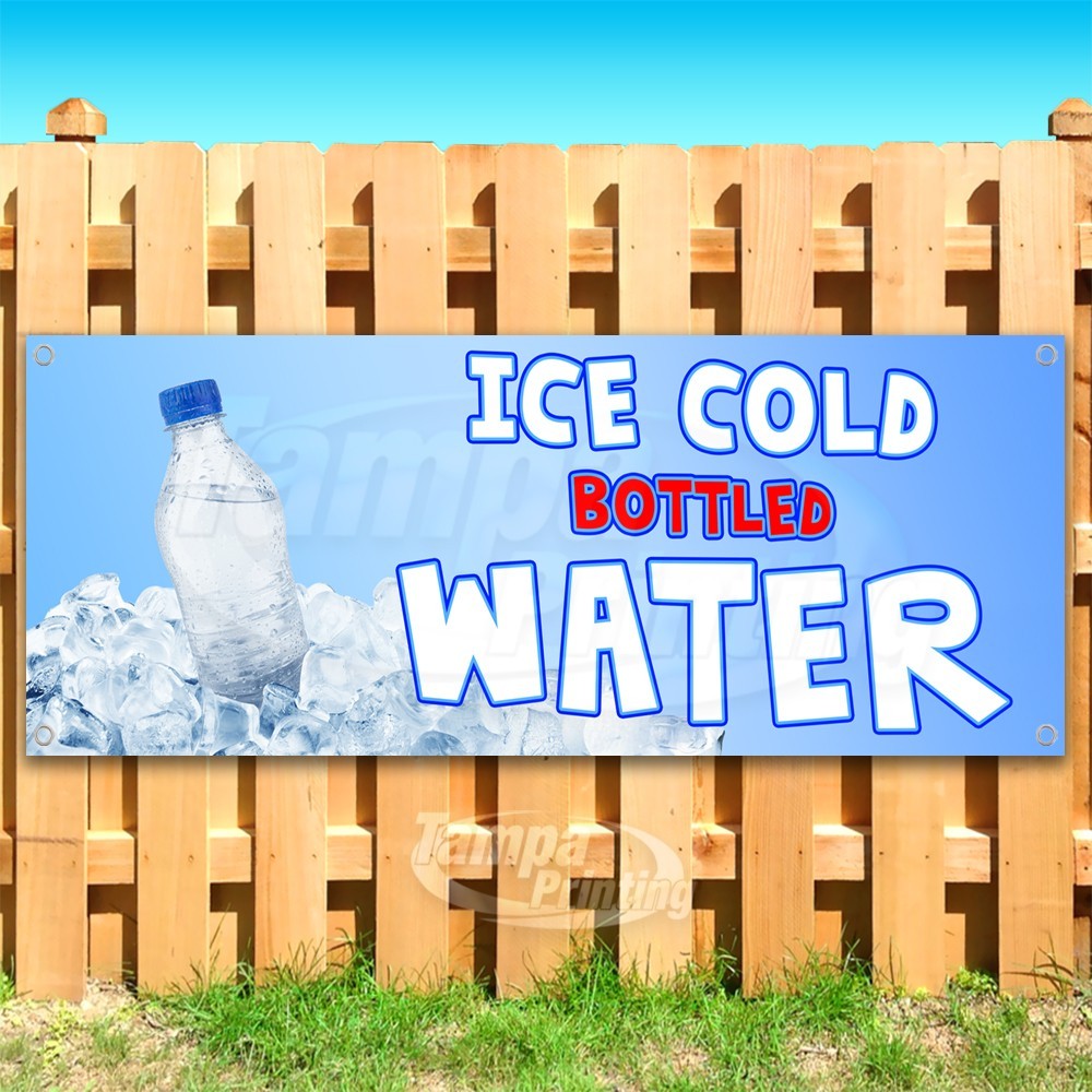 ICE COLD BOTTLED WATER Advertising Drinks Vinyl Banner Flag Sign USA SB10677