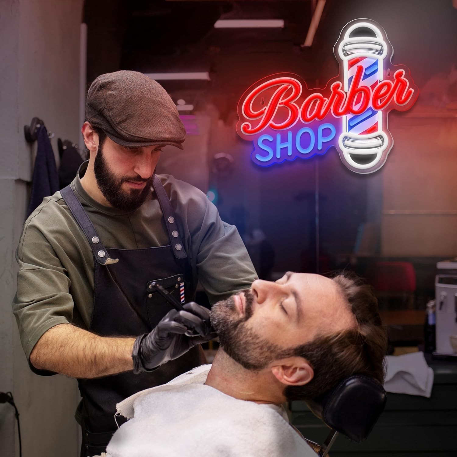 LED Barber Shop Neon Sign 13×11 Inches