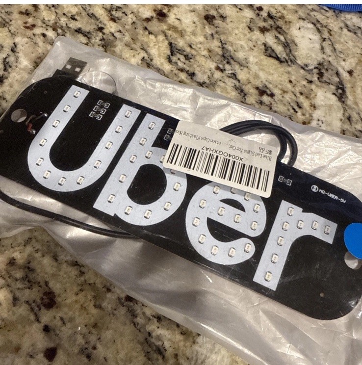 U B E R Lighted BLUE LED Sign For DRIVERS Windshield Sign CARS-FAST SHIPPING