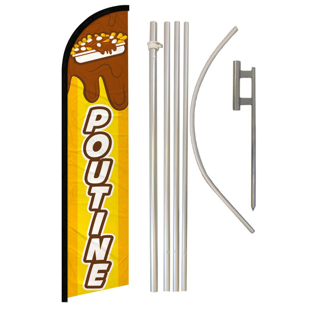 Poutine Full Curve Windless Swooper Flag Pole Kit Concessions Food