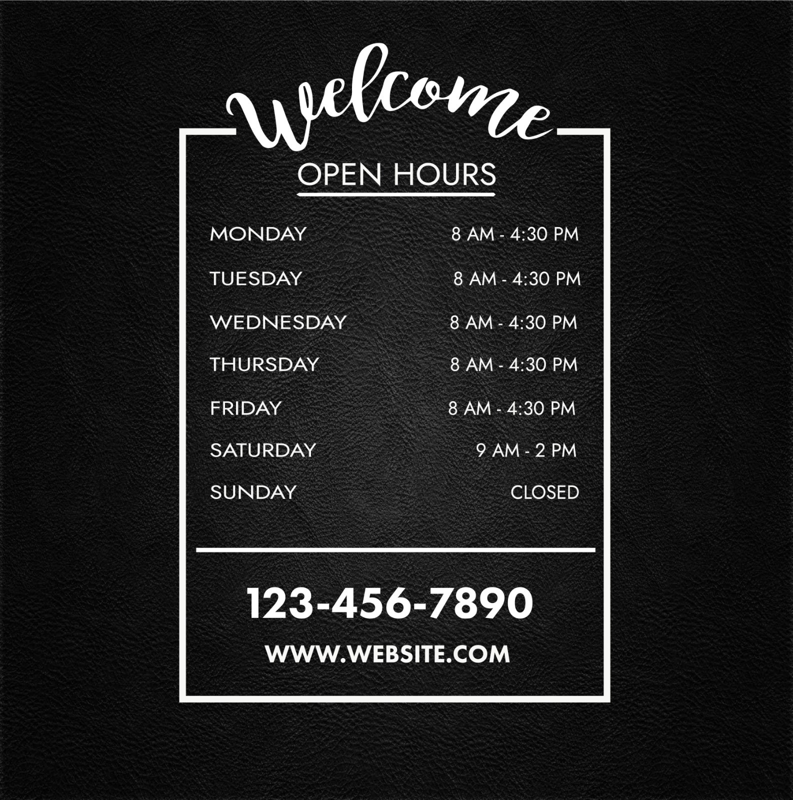 Custom Business Store Hours Sign Decal Sticker EXTERIOR Window Door