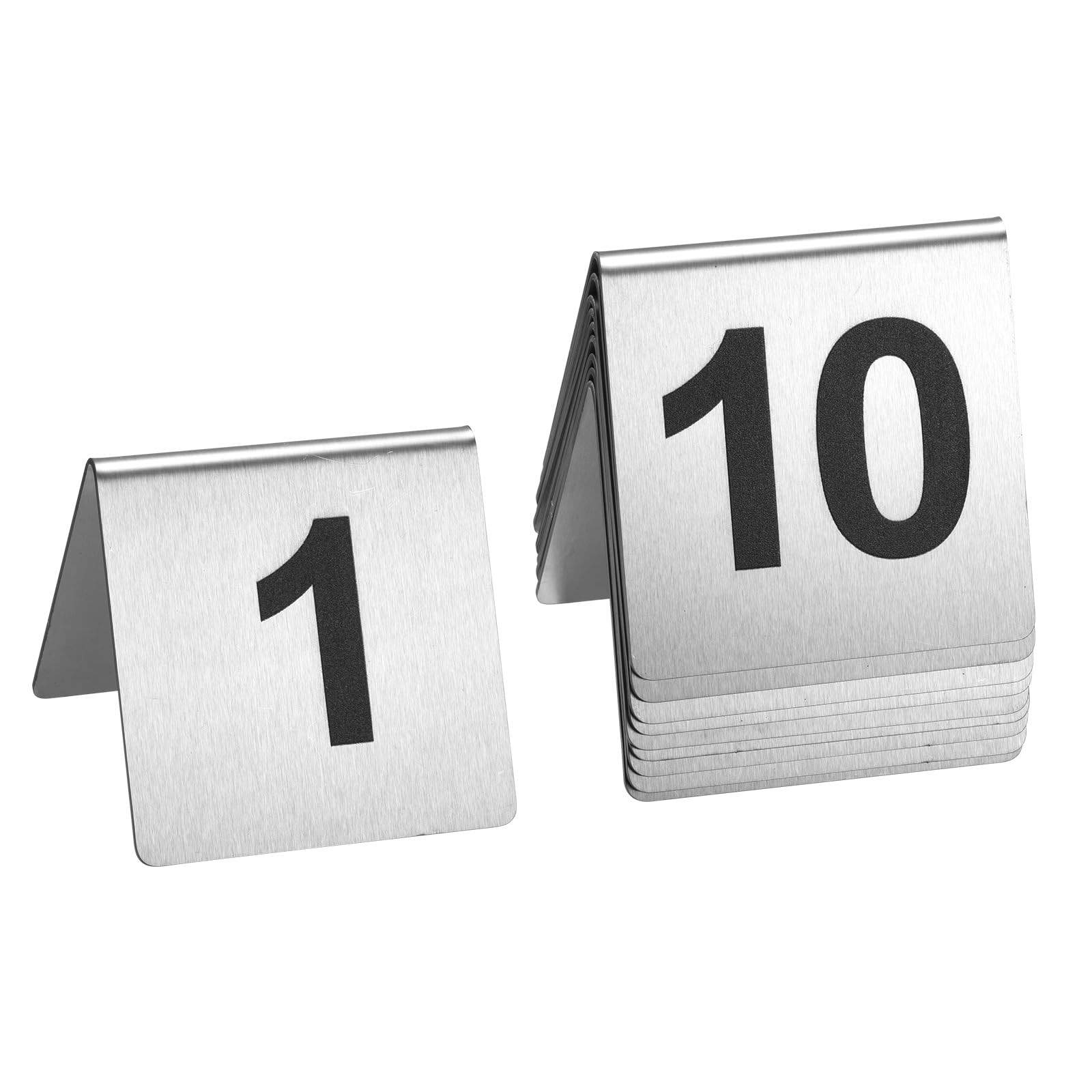 10 PCS 110 Stainless Steel Tent Style Table Numbers Signs 2.76×2.76 Inch