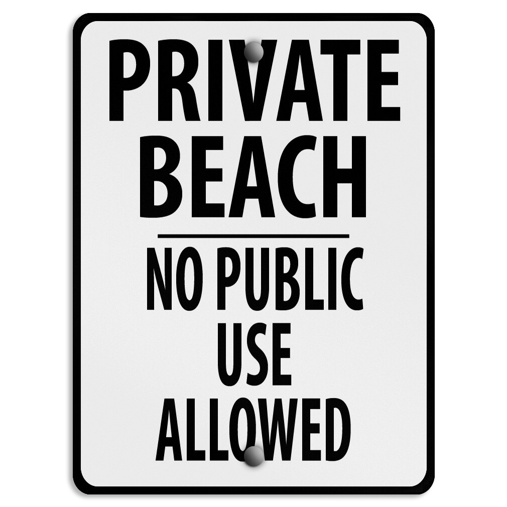 Vertical Metal Sign Private Beach M Restricted Area Weatherproof Street