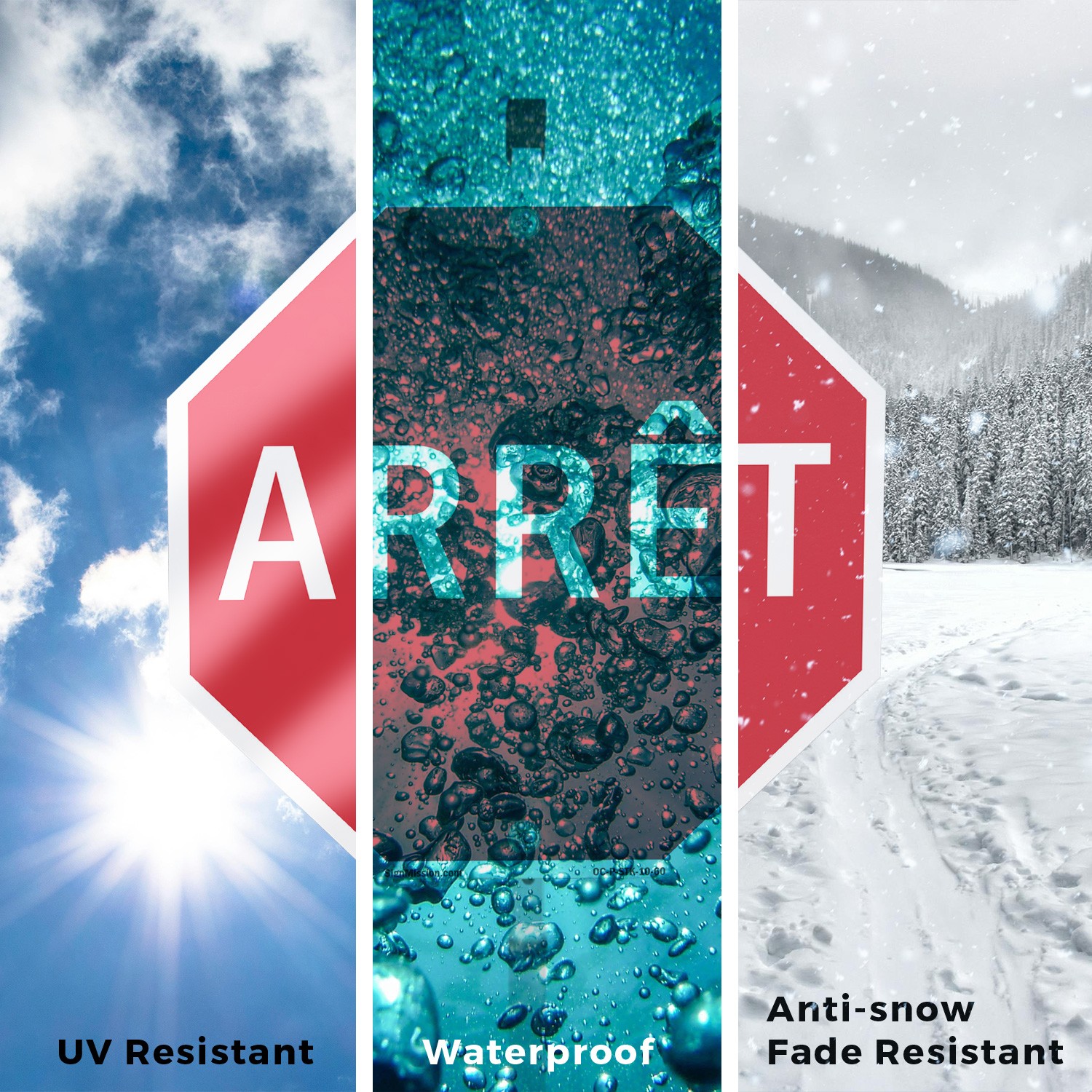 Arr�t Octagon Sign With Stake Weather Resistant UV Protected for Workplace
