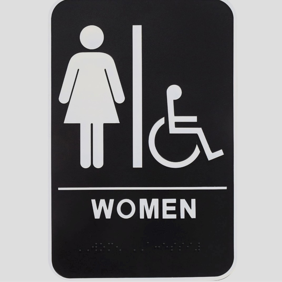 Women’s Handicapped Restroom Sign with Braille 6″ x 9″