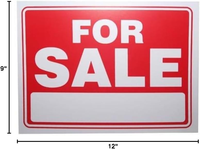 2 Pack Plastic Waterproof For Sale Signs 9×12 Inch for Yard Garage Retail