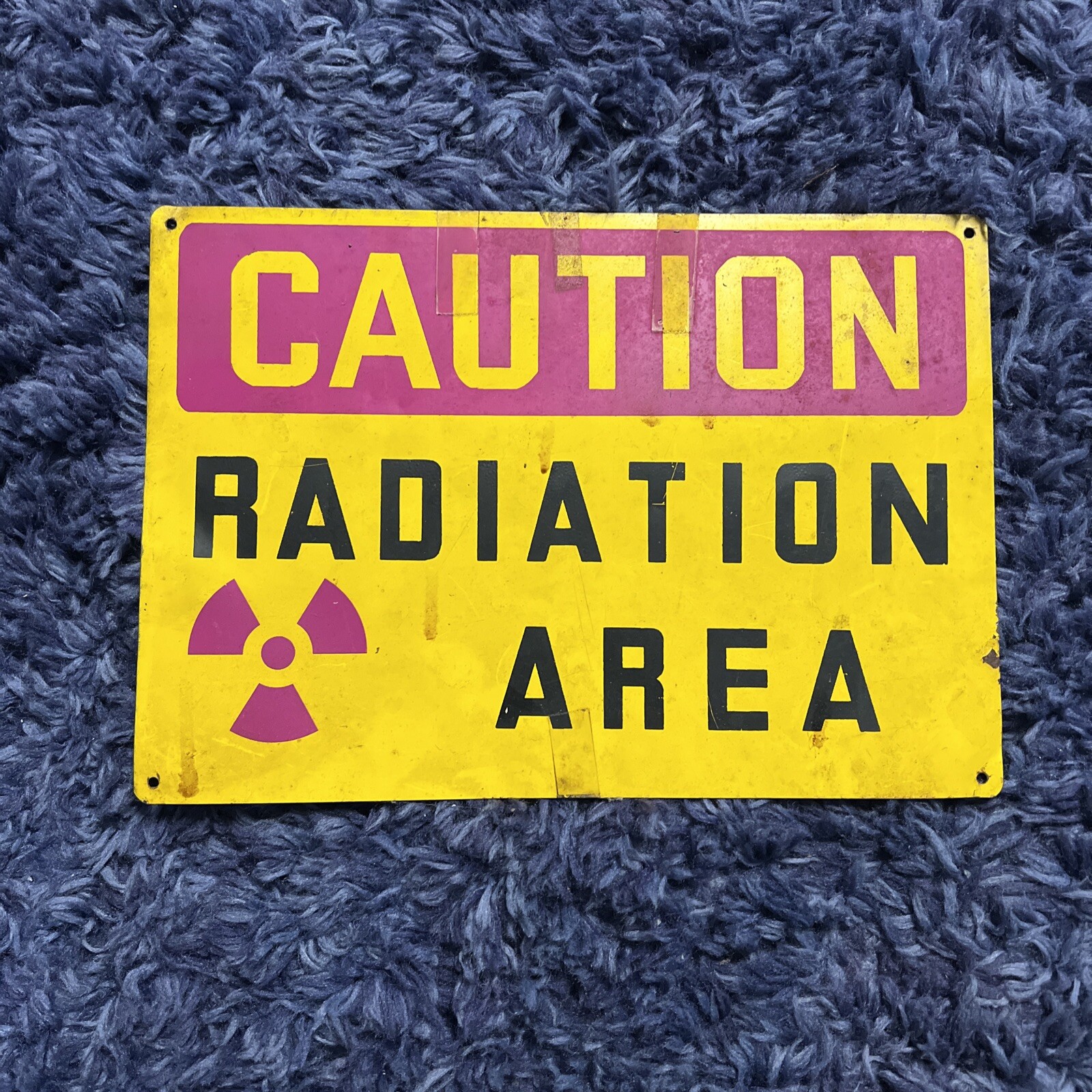 Vintage Caution Radiation Area Metal sign Original RARE