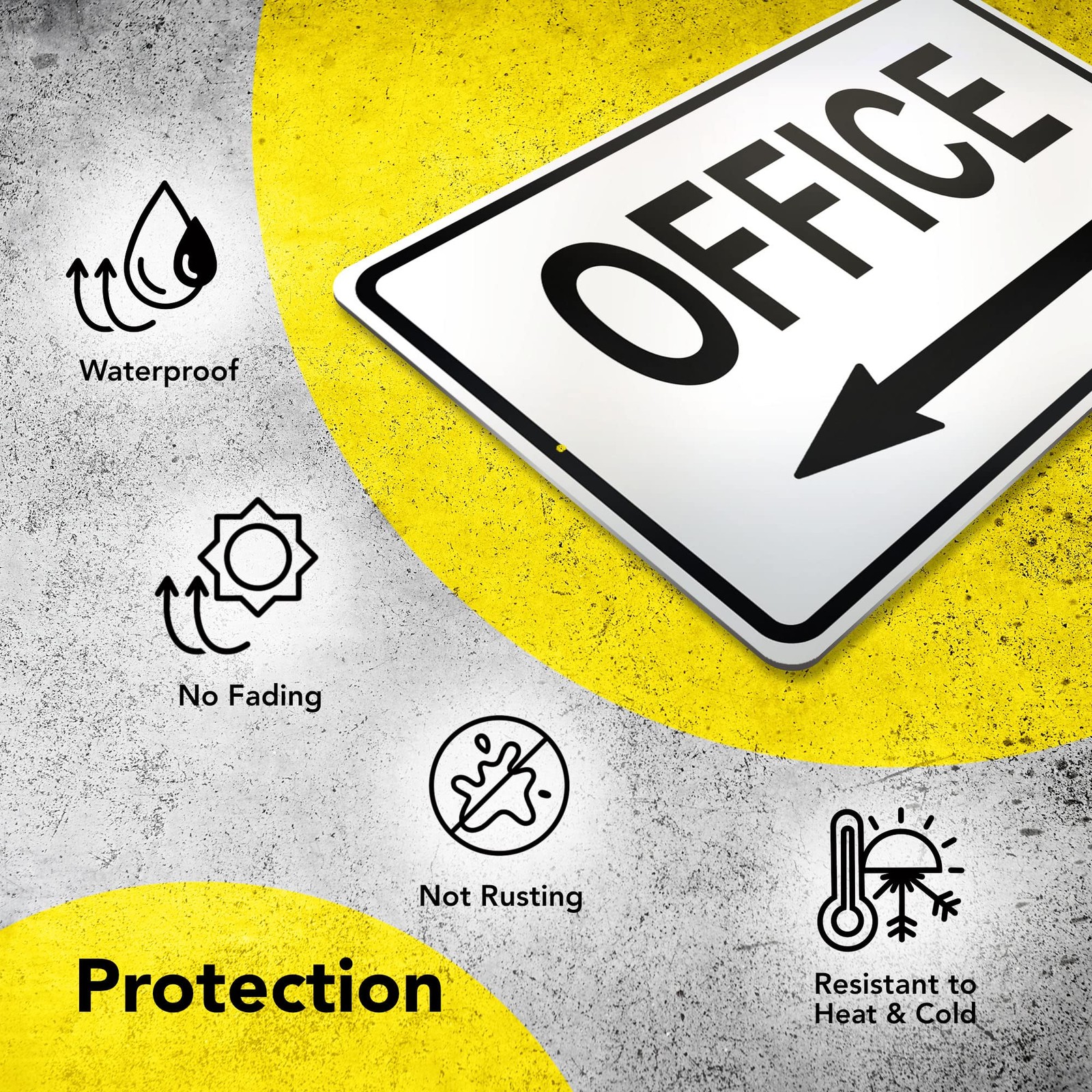 Office Sign With Left Arrow 8×12 Reflective Aluminum Door Signs UV Protect