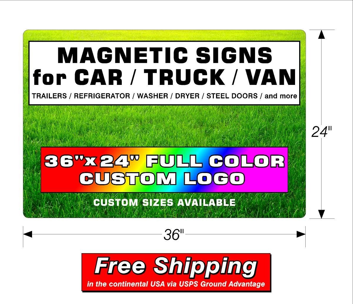 1 PAIR (2) MAGNETIC SIGNS for CAR / TRUCK / VAN / TRAILERS – 36″ x 24″