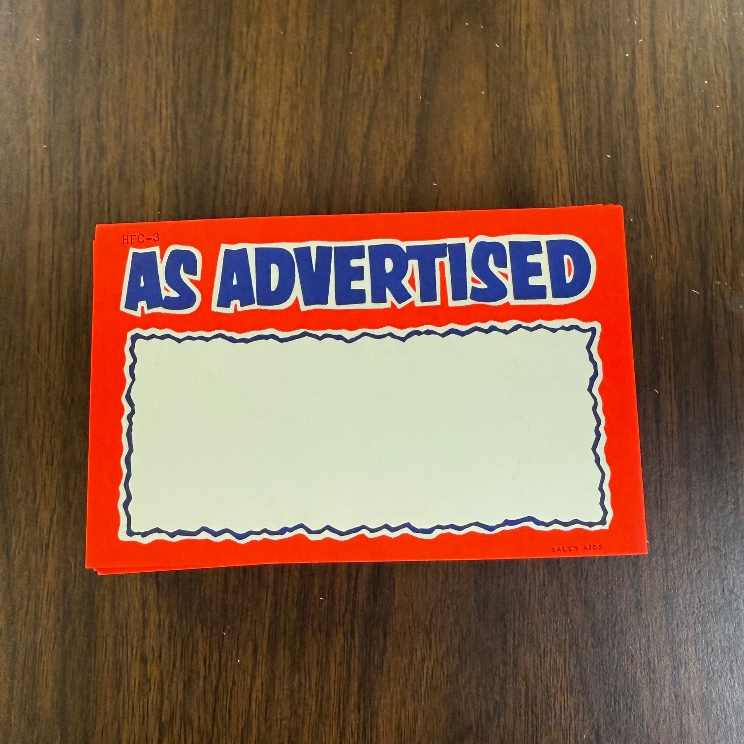 70 Pieces- 3.5″ x 5.5″ As Advertised Burst Price Cards Shelf Signs