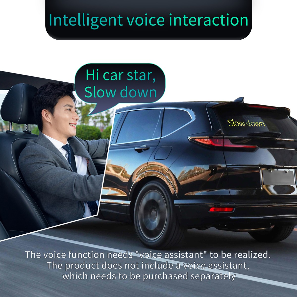 APP Programmable Window Display LED Light Screen Signal Car DIY Voice w/Control
