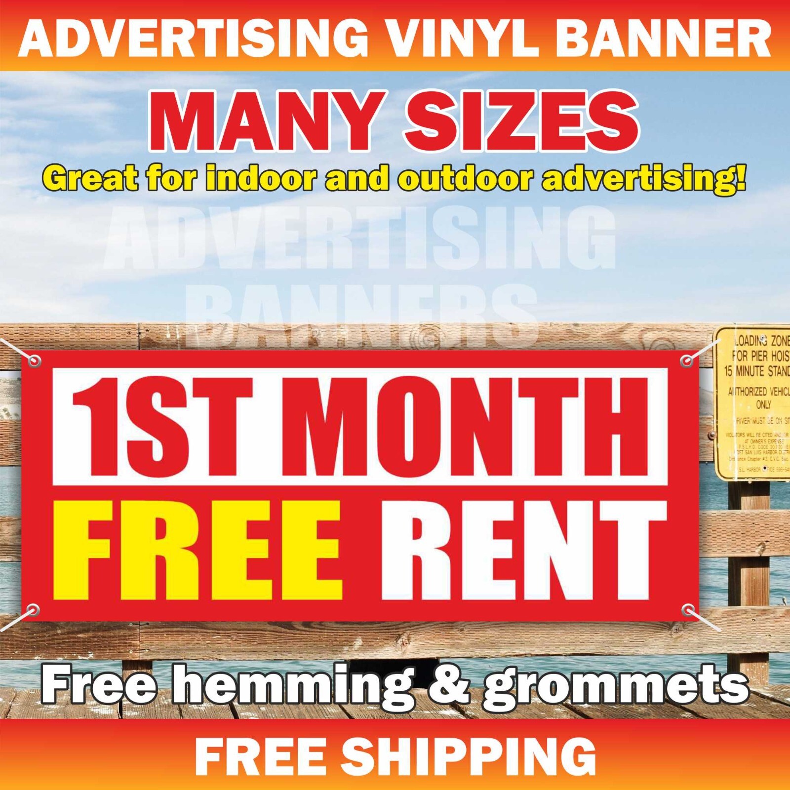1ST MONTH FREE RENT Advertising Banner Vinyl Sign Realtor Room Office House