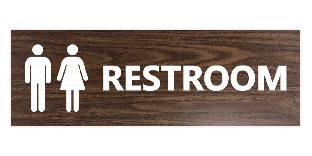 1 PCS Large Walnut Basic Unisex Restroom Sign Door Wall Mount Decor