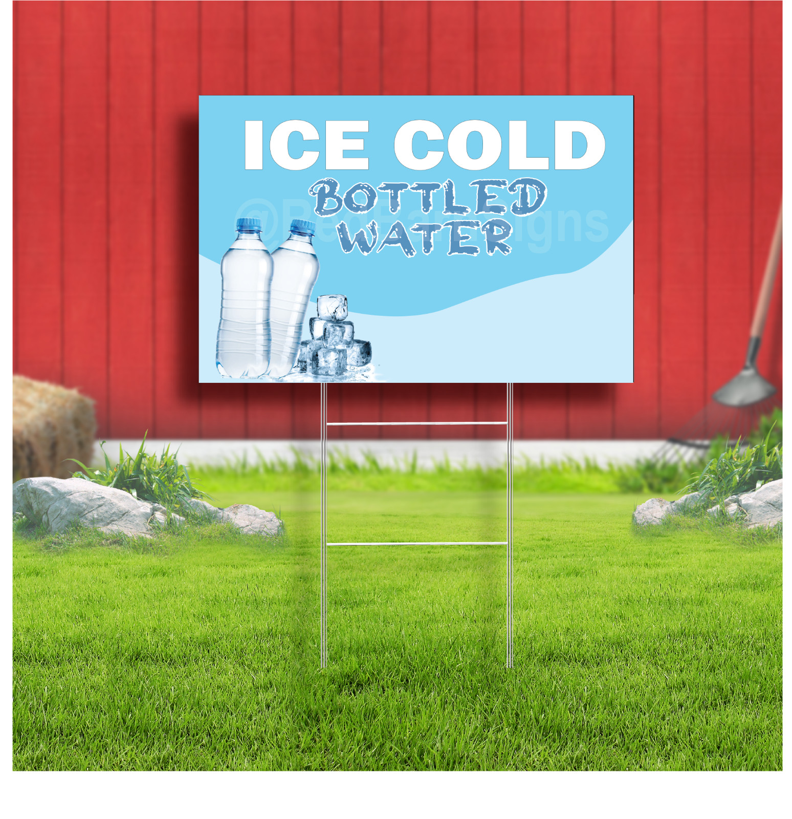 Ice Cold Bottled Water Coroplast Sign Plastic Indoor Outdoor Yard Sign