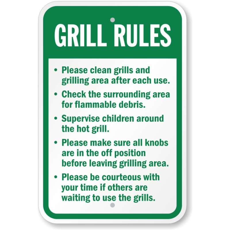 Grill And Grilling Rules Aluminum Weatherproof Sign b01766