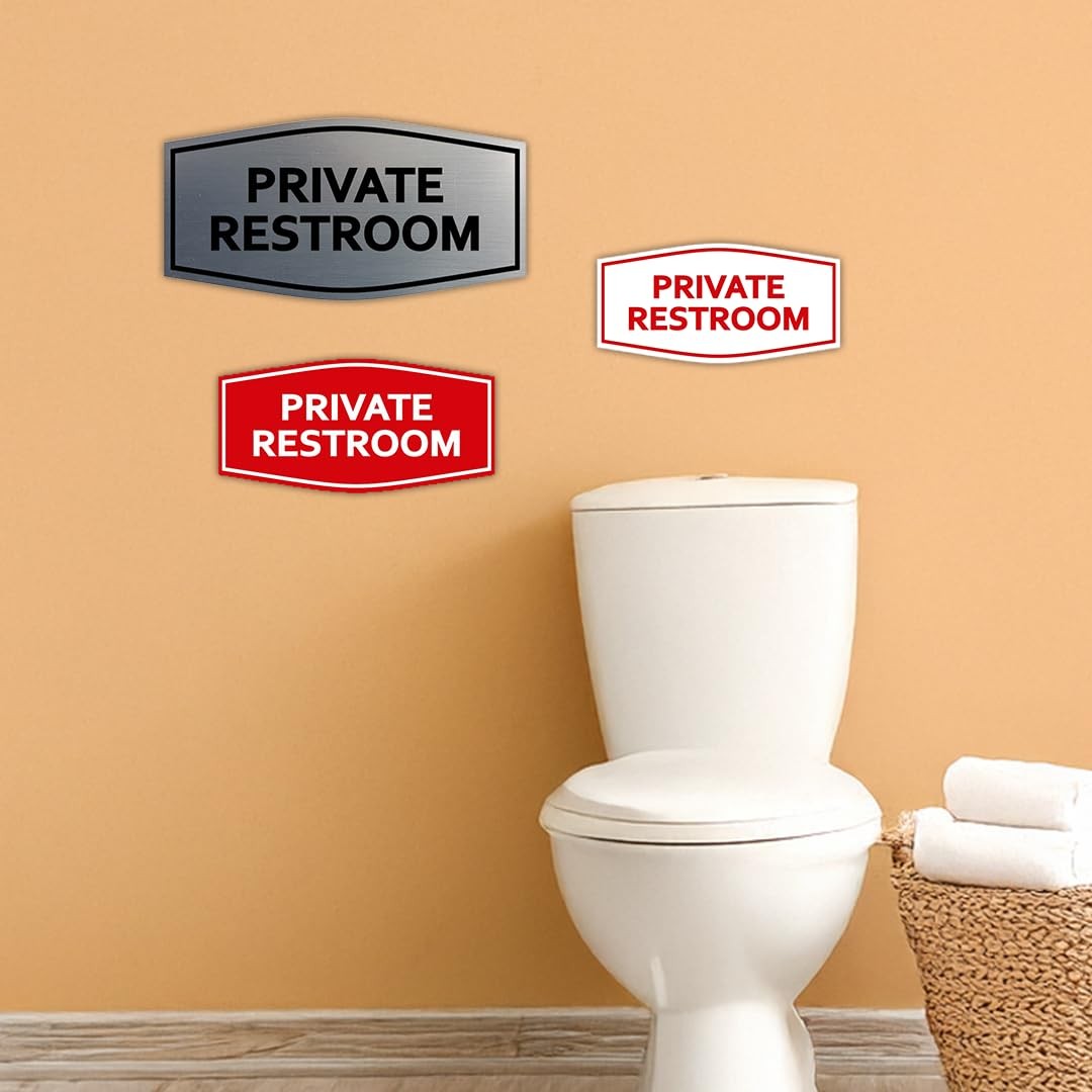 Fancy Private Restroom Sign Brushed Silver Medium Wall Door Mount Indicator