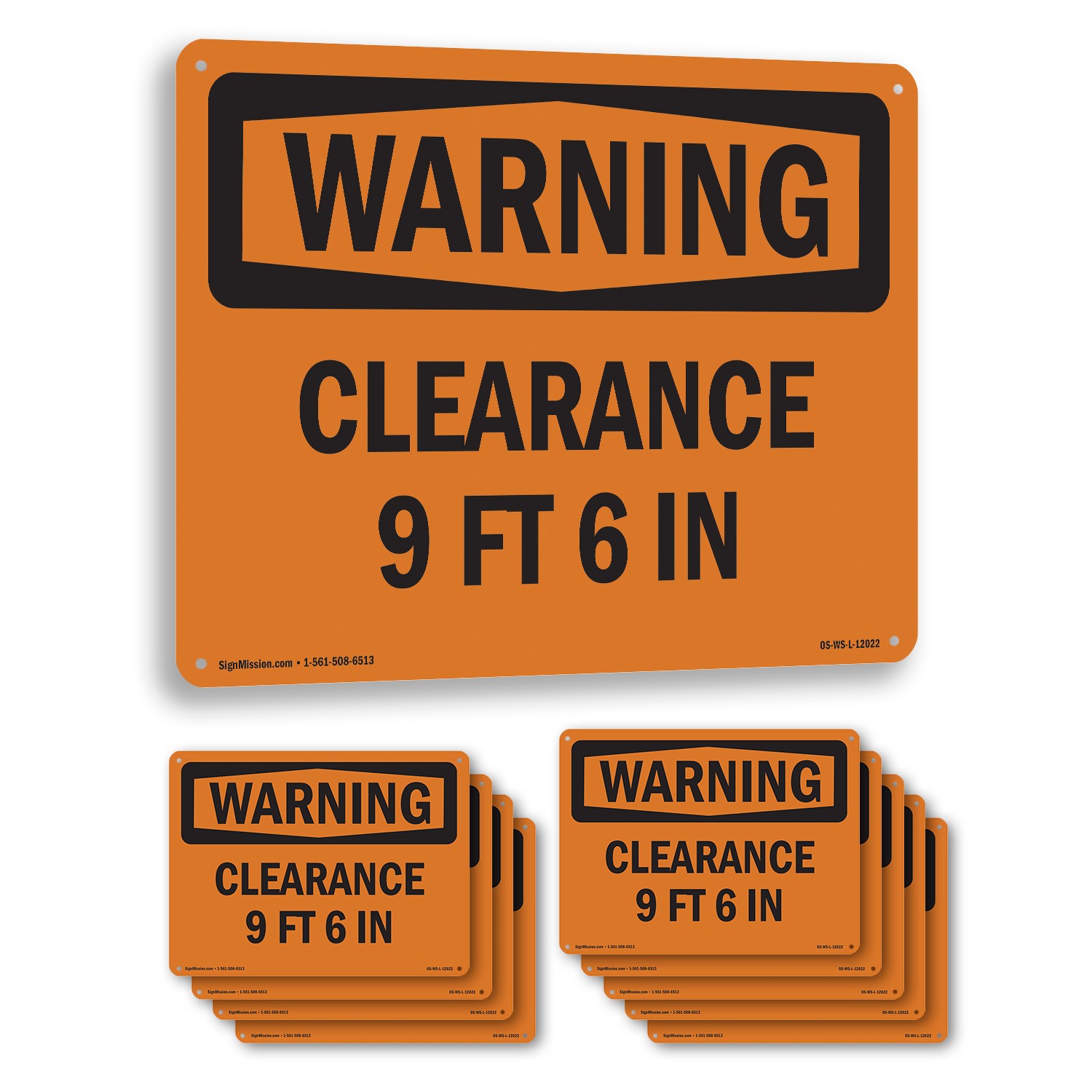 Clearance 9 Ft 6 In OSHA WARNING Sign Metal, Plastic, Or Decal – 5 or 10 Pack