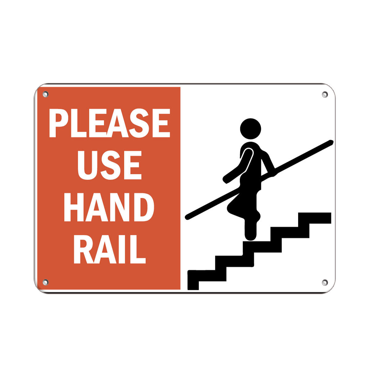 Horizontal Metal Sign Multiple Sizes Please Use Hand Rail Hazard Handrail Brown