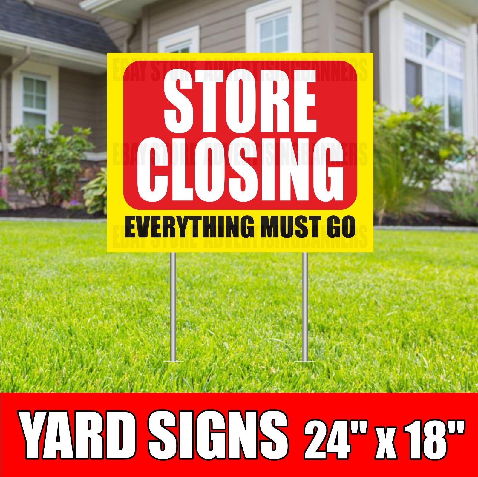 STORE CLOSING EVERYTHING MUST GO Yard Sign with H-Stakes Lawn Sign Sale Discount