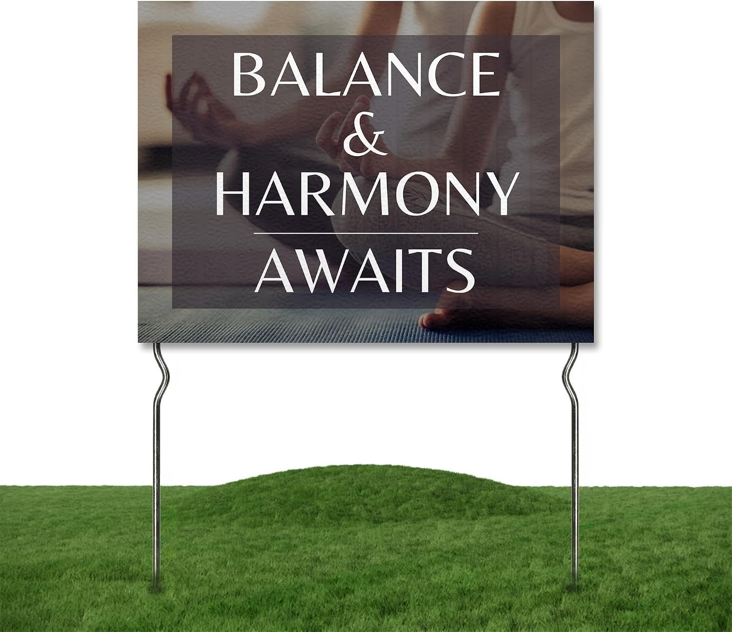 Double Sided Yogga Yard Sign with 13” Metal Stake Outdoor Meditation Garden Sign