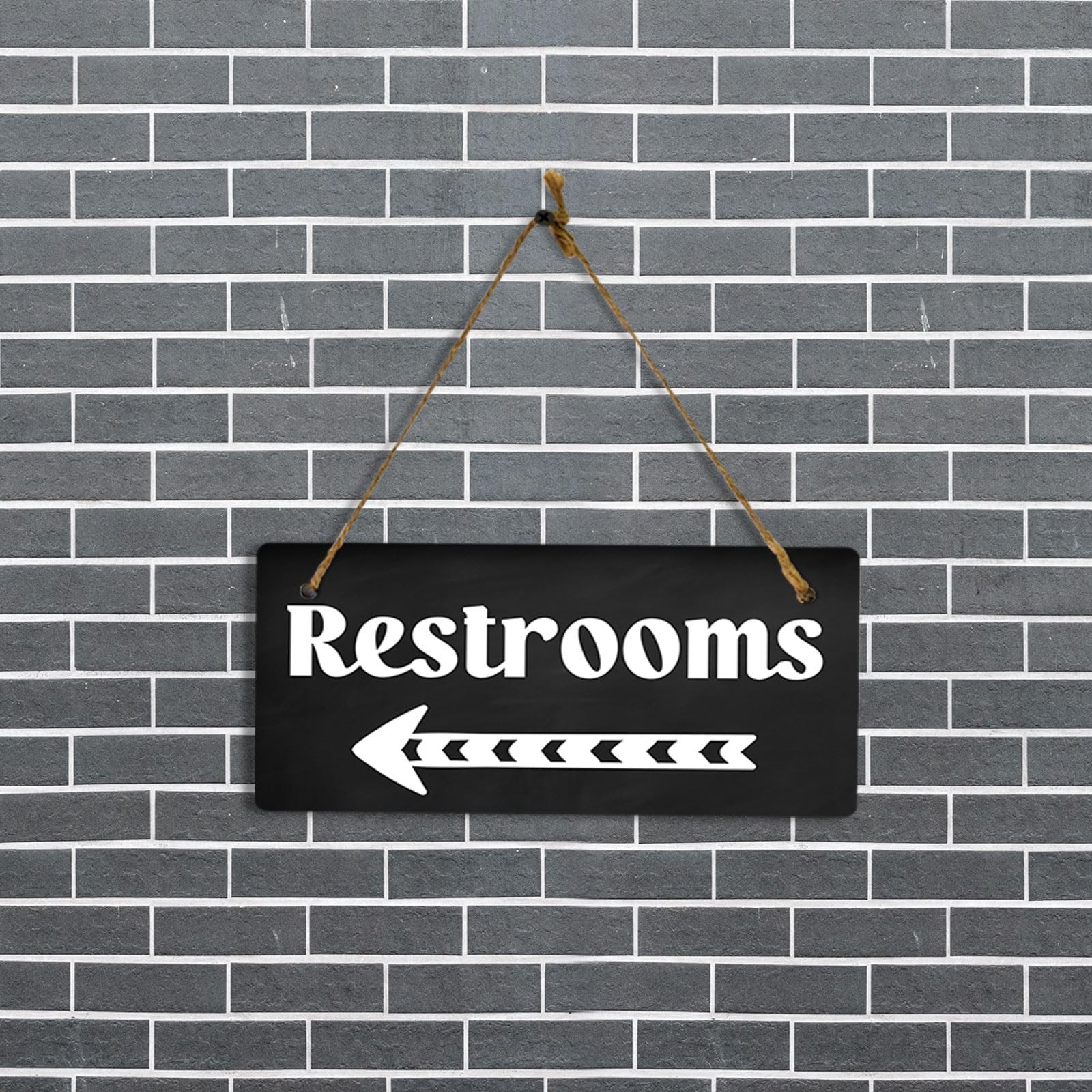 Restrooms Left Arrow 5×10 Inch Hanging Wall Door Sign Bathroom Business Tool