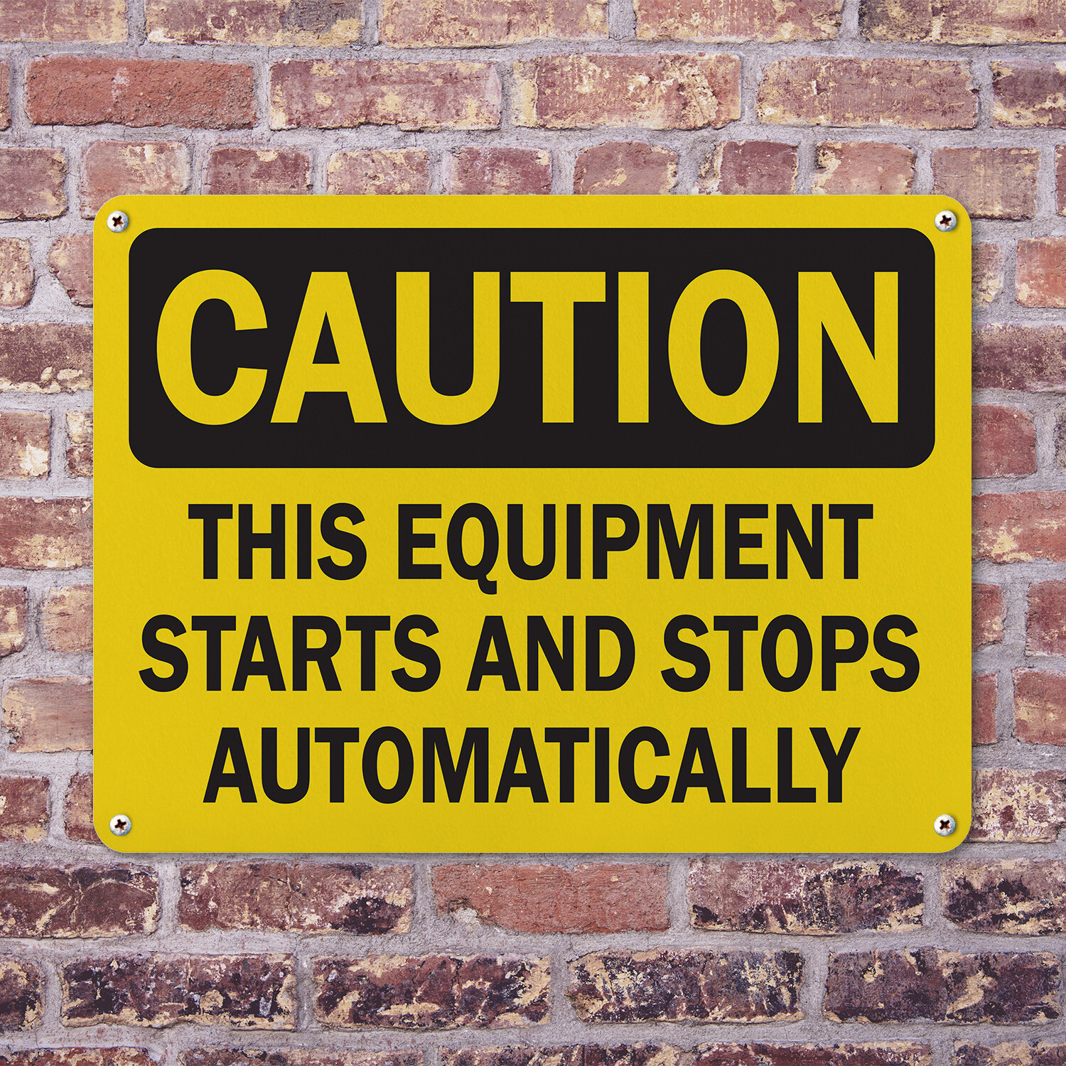 (2 Pack) Starts and Stops OSHA Caution Sign Decal Metal Plastic