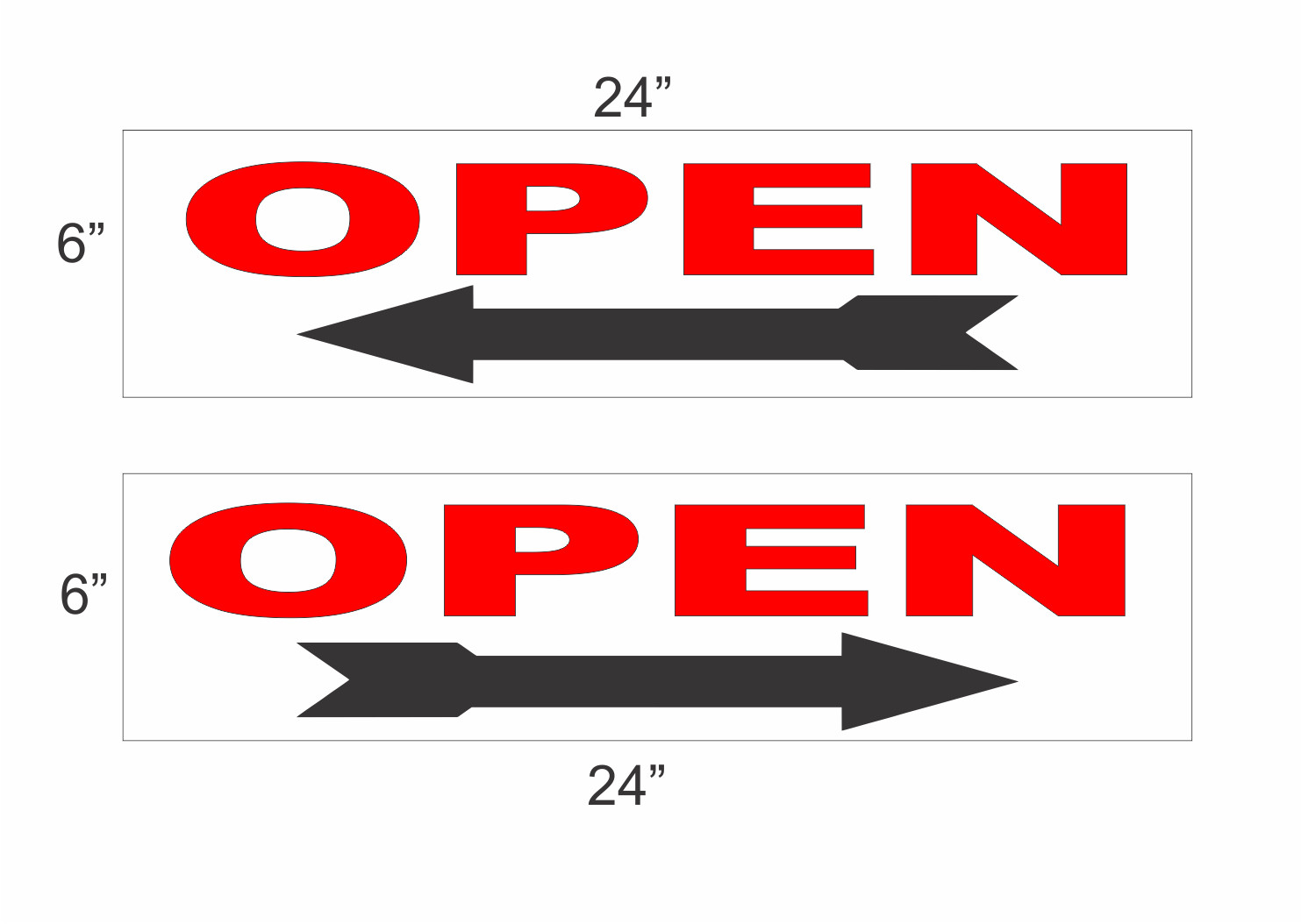 OPEN with Arrow 6″x24″ RIDER SIGNS Red & Black Buy 1 Get 1 FREE 2 Sided Plastic