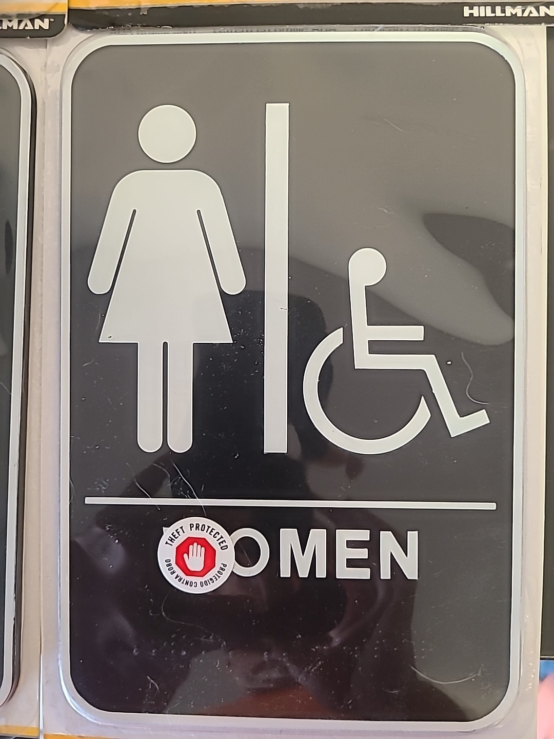 Hillman 6″X9″ Women’s Restroom Door Sign w/ Braille Black White $3 Plus Shipping