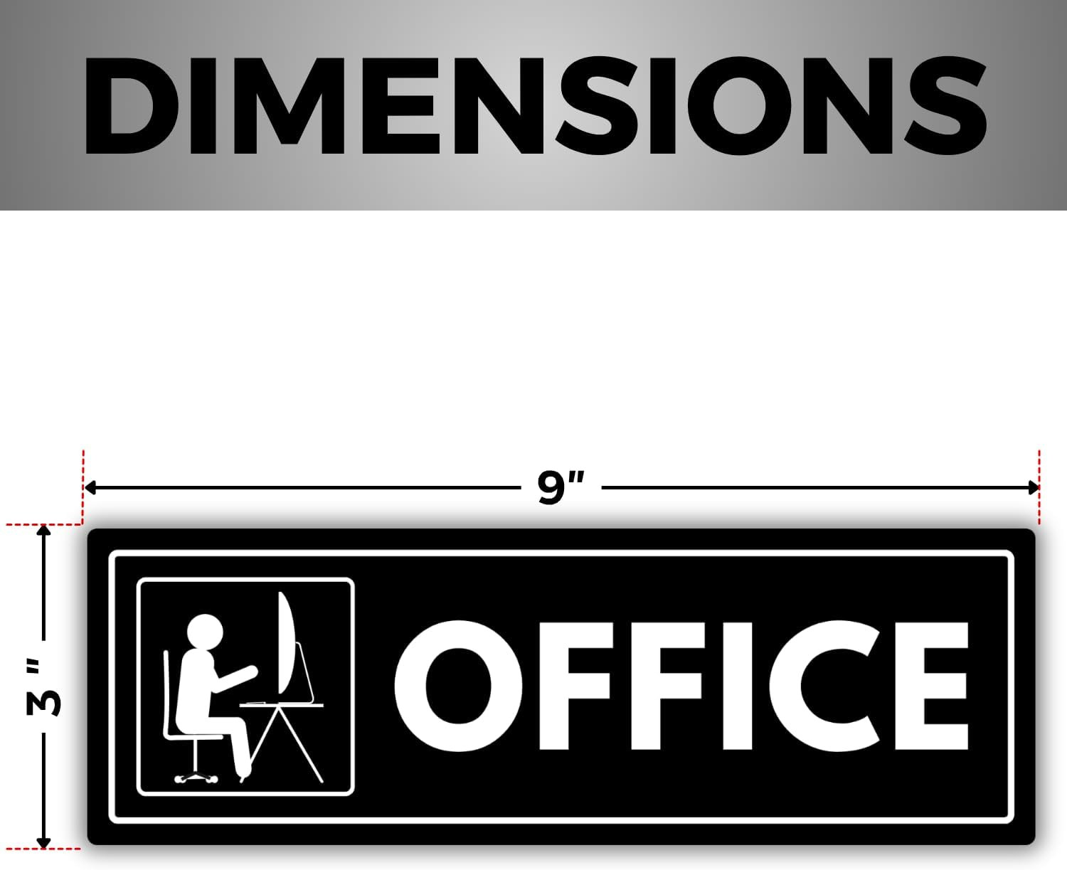 Office Sign – 3 x 9 Inch – Acrylic – Strong Self-Adhesive Door Sign – Thick Acry