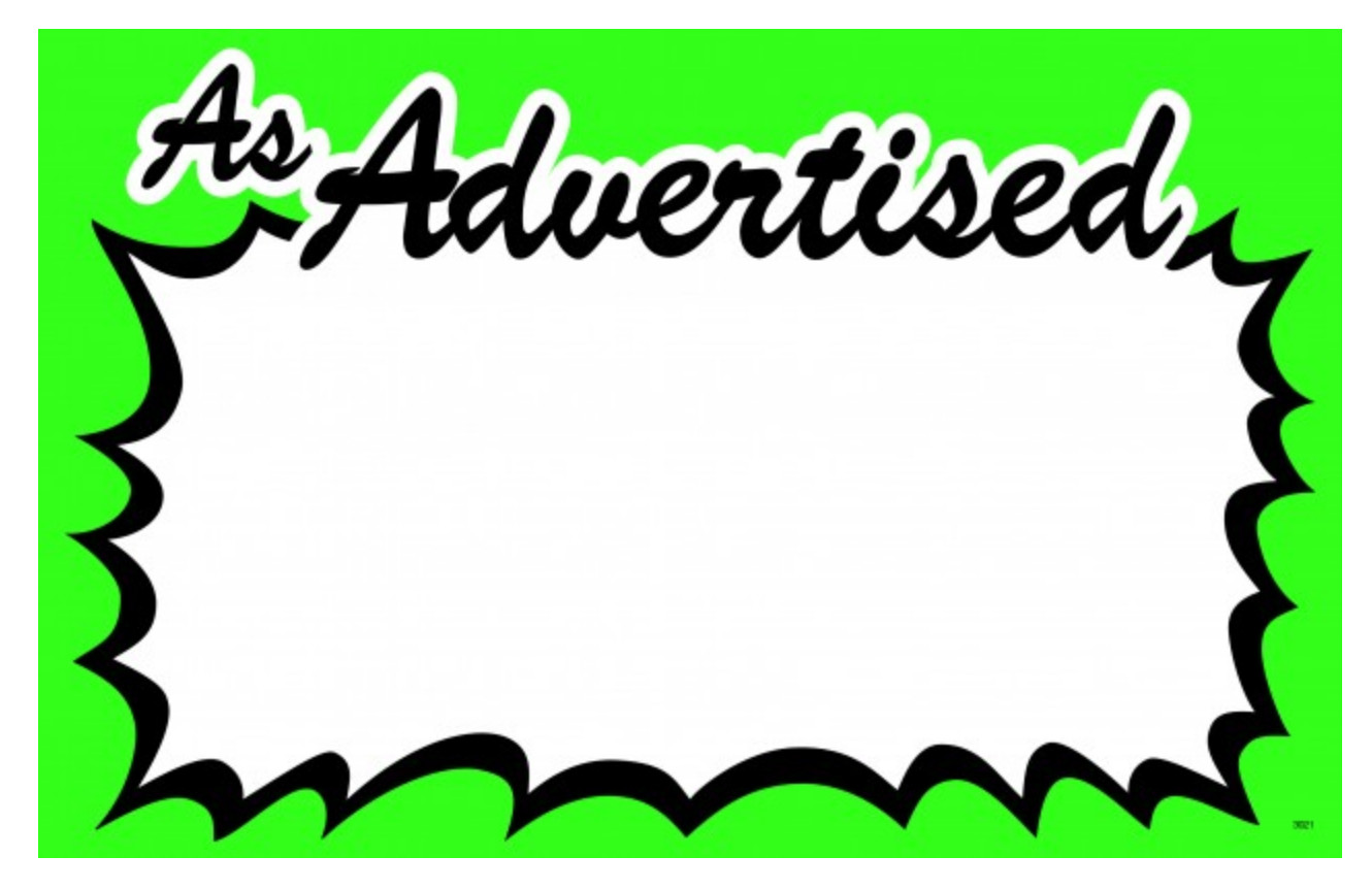100 – 3.5″ x 5.5″ AS ADVERTISED Retail cards for Stores Nice Signage Signs