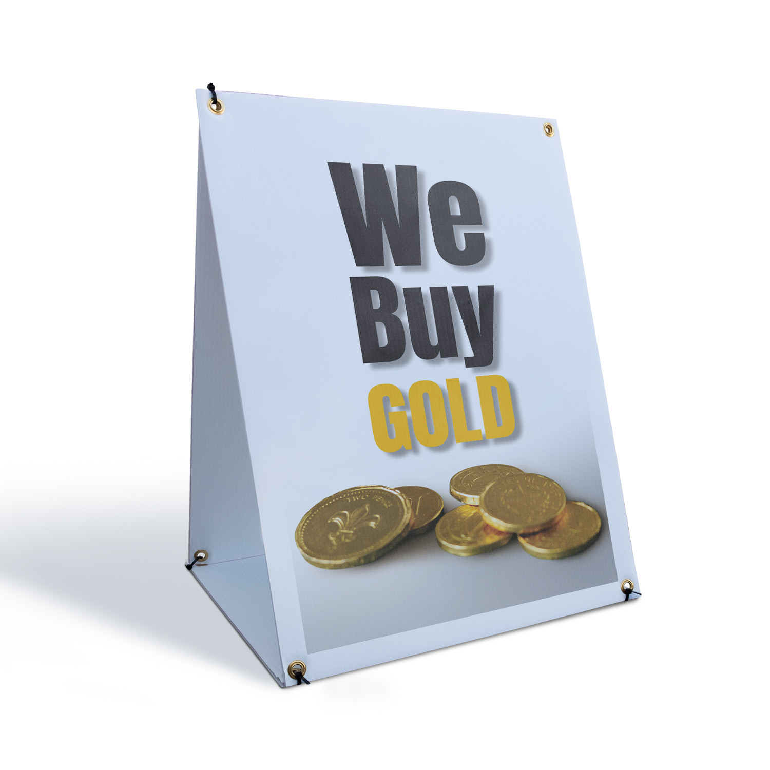 We Buy Gold Vertical A-Frame Sidewalk Sign Reliable Transactions Quick Cash