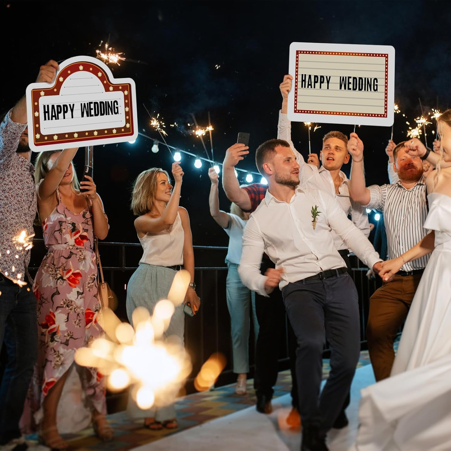 6-Pack Wedding Bottle Service Sign with Letter Stickers for Events (Red)