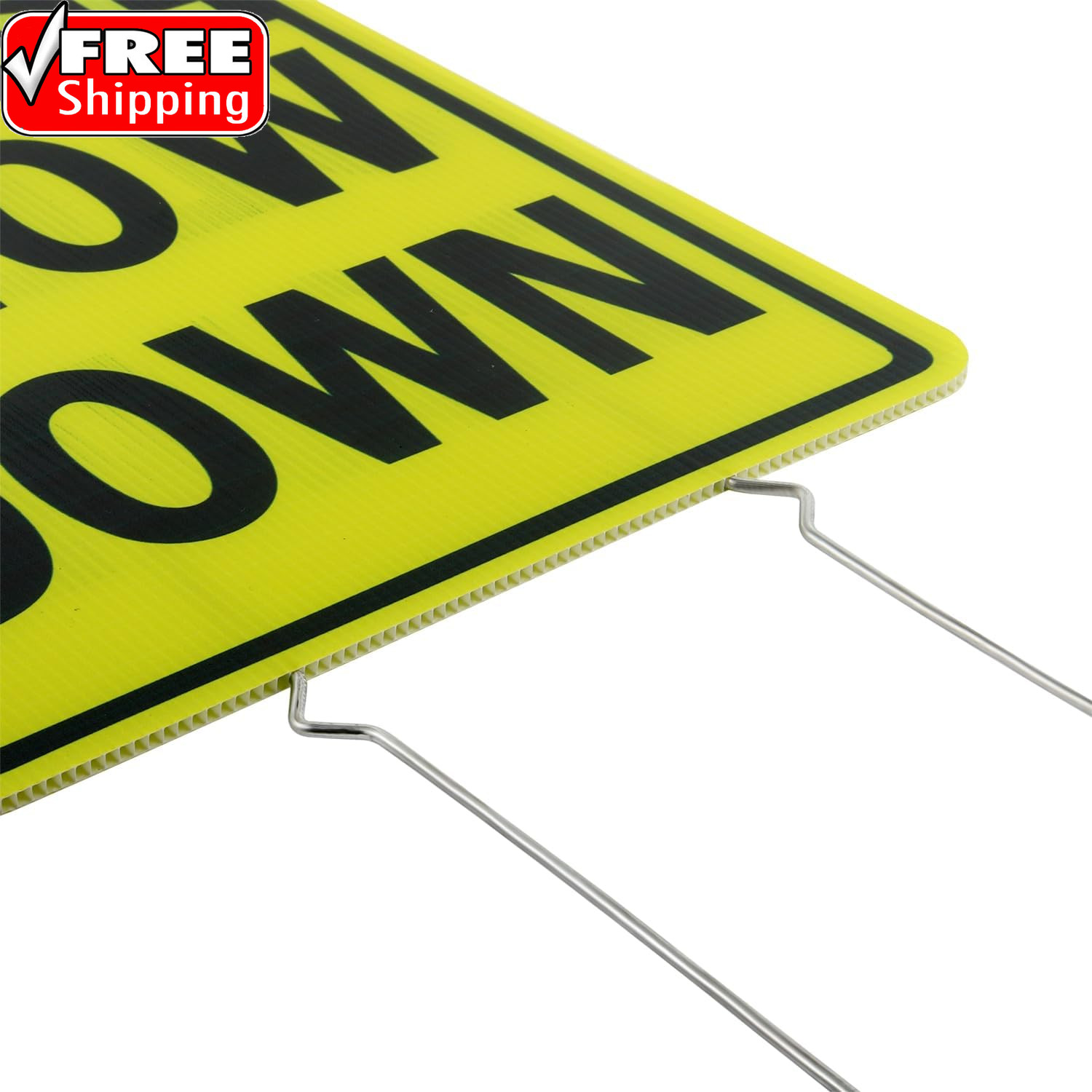 Please Slow down Yard Signs with Metal Stakes, 16 X 12 Inches/25 Inch High, 2 Pa