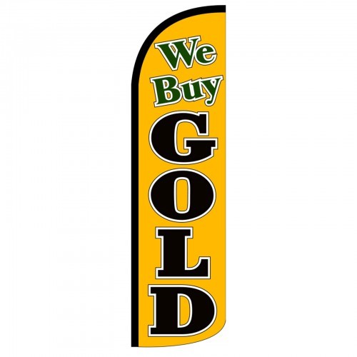 WE BUY GOLD Flag Only Sign Banner Windless Feather 3′ Wide SUPER SWOOPER