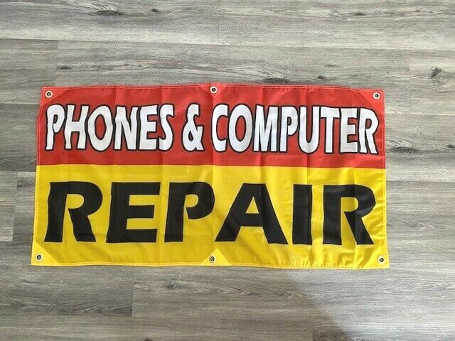 2×4 ft PHONES AND COMPUTER REPAIR Banner Sign -Super Polyester Fabric-New Z23