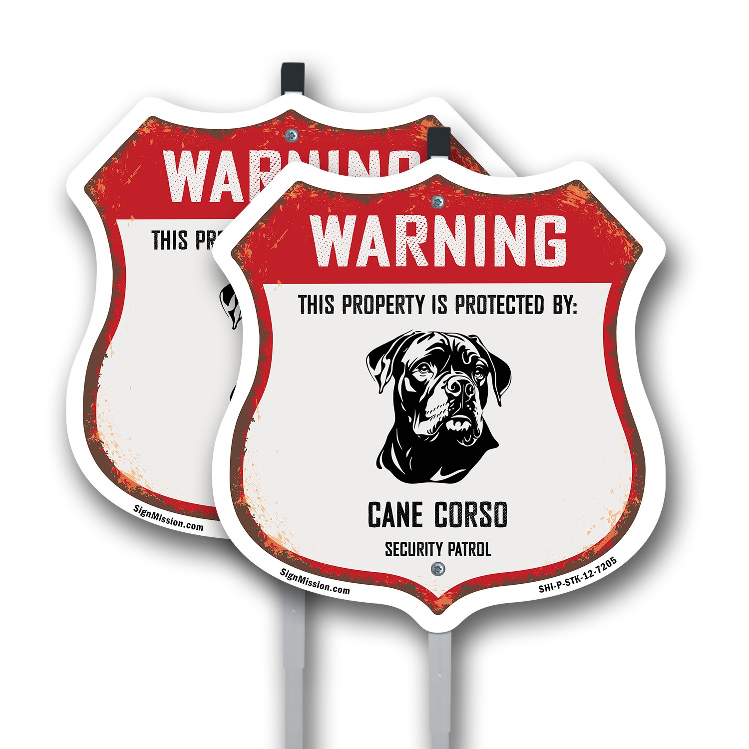 Warning Property is Protected by Cane Corso Made in the Shield Sign With Stake
