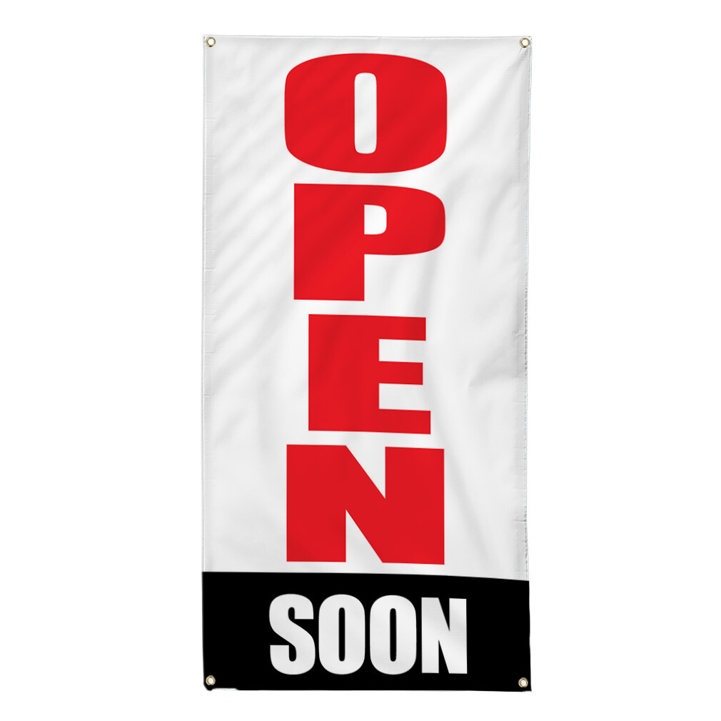 Vertical Vinyl Banner Multiple Sizes Open Soon Business Business Outdoor